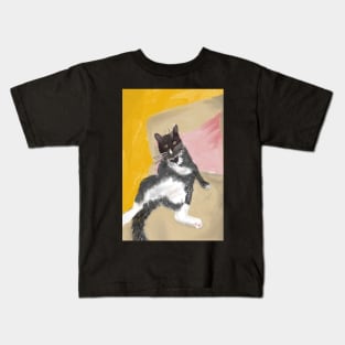 Tuxedo Cat Chilling on a Sofa Kids T-Shirt